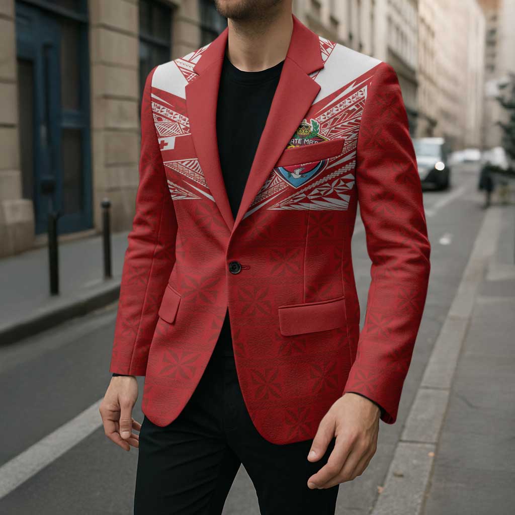 Custom Tonga Rugby Blazer Ngatu Motifs and Pacific Patterns