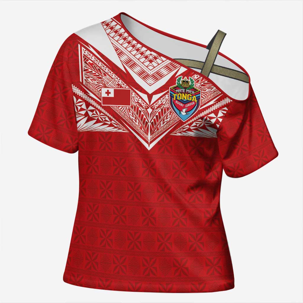 Home / Products / Custom Tonga Rugby Cross Shoulder Shirt Ngatu Motifs ...