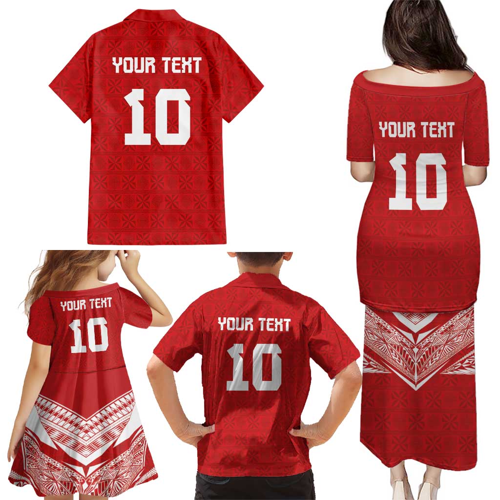 Custom Tonga Rugby Family Matching Puletasi and Hawaiian Shirt Ngatu Motifs and Pacific Patterns