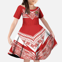 Custom Tonga Rugby Family Matching Short Sleeve Bodycon Dress and Hawaiian Shirt Ngatu Motifs and Pacific Patterns