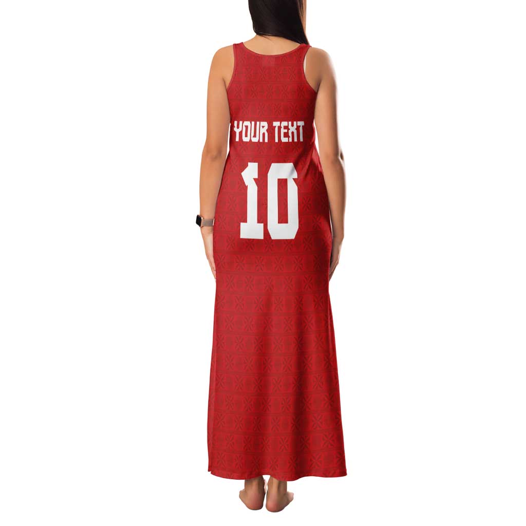 Custom Tonga Rugby Family Matching Tank Maxi Dress and Hawaiian Shirt Ngatu Motifs and Pacific Patterns
