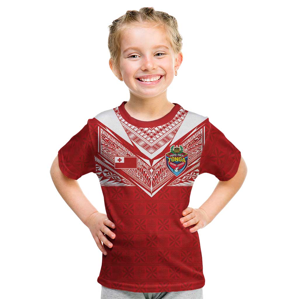 Custom Tonga Rugby Kid T Shirt Ngatu Motifs and Pacific Patterns