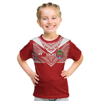 Custom Tonga Rugby Kid T Shirt Ngatu Motifs and Pacific Patterns