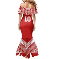 Custom Tonga Rugby Mermaid Dress Ngatu Motifs and Pacific Patterns