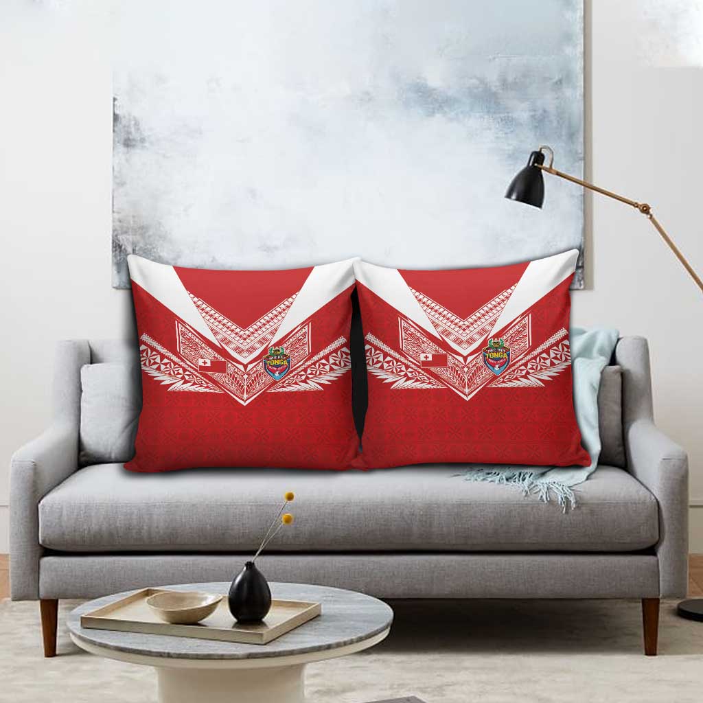 Tonga Rugby Pillow Cover Ngatu Motifs and Pacific Patterns