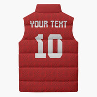 Custom Tonga Rugby Sleeveless Puffer Jacket Ngatu Motifs and Pacific Patterns