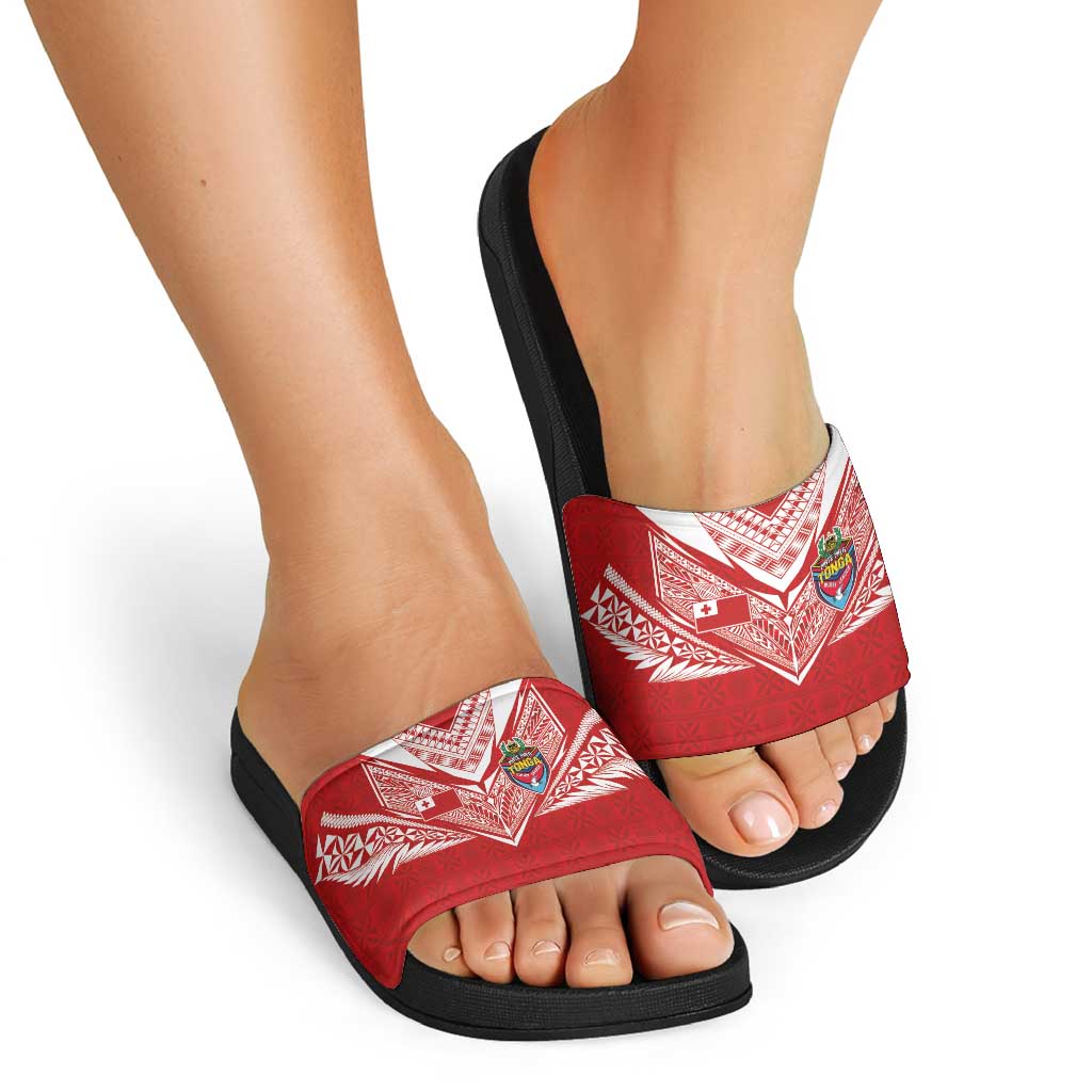 Tonga Rugby Slide Sandals Ngatu Motifs and Pacific Patterns