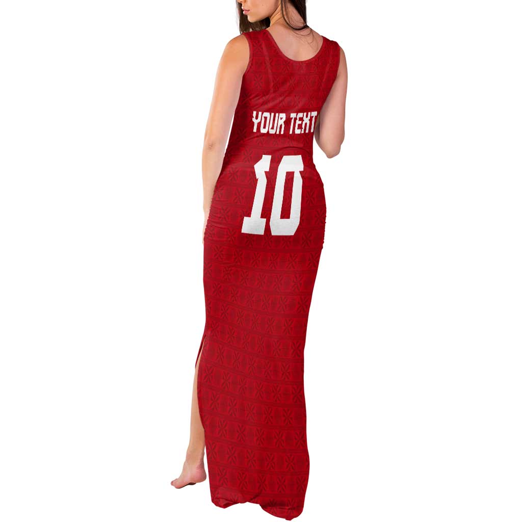 Custom Tonga Rugby Tank Maxi Dress Ngatu Motifs and Pacific Patterns