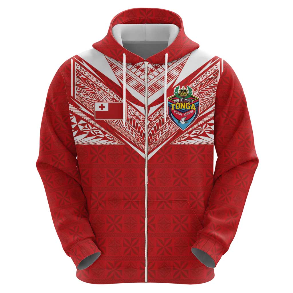 Custom Tonga Rugby Zip Hoodie Ngatu Motifs and Pacific Patterns LT03 - Polynesian Pride