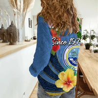 Micronesia Constitution Day Women Casual Shirt Hibiscus and Tapa Tribal Pattern LT03 - Polynesian Pride