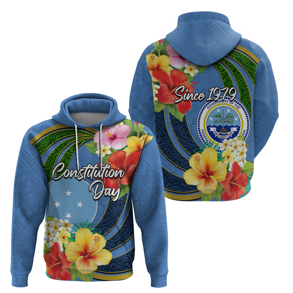 Micronesia Constitution Day Zip Hoodie Hibiscus and Tapa Tribal Pattern LT03 - Polynesian Pride