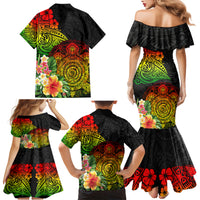 Polynesia Victory Day Family Matching Mermaid Dress and Hawaiian Shirt Tribal Turtle and Hibiscus LT03 - Polynesian Pride
