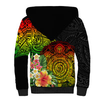 Polynesia Victory Day Sherpa Hoodie Tribal Turtle and Hibiscus LT03 - Polynesian Pride