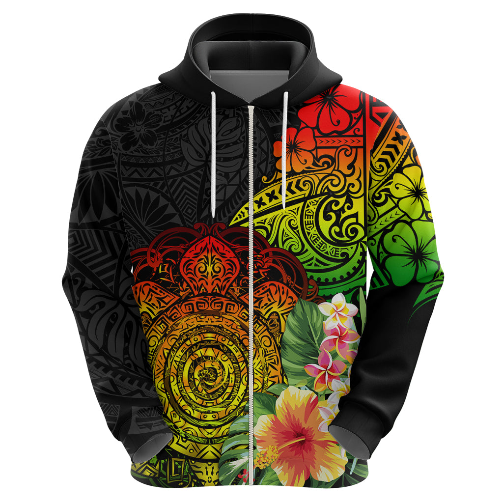 Polynesia Victory Day Zip Hoodie Tribal Turtle and Hibiscus LT03 - Polynesian Pride
