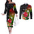 Wallis and Futuna Victory Day Couples Matching Off The Shoulder Long Sleeve Dress and Long Sleeve Button Shirt Tribal Polynesian Tattoo and Hibiscus Flower LT03 Reggae - Polynesian Pride