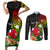 Wallis and Futuna Victory Day Couples Matching Short Sleeve Bodycon Dress and Long Sleeve Button Shirt Tribal Polynesian Tattoo and Hibiscus Flower LT03 Reggae - Polynesian Pride