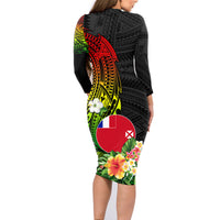 Wallis and Futuna Victory Day Family Matching Long Sleeve Bodycon Dress and Hawaiian Shirt Tribal Polynesian Tattoo and Hibiscus Flower LT03 - Polynesian Pride