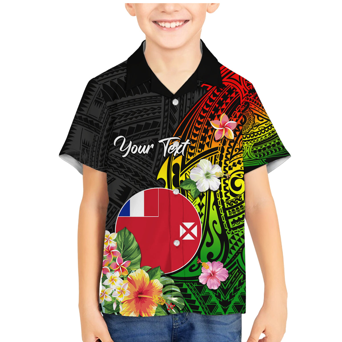 Wallis and Futuna Victory Day Family Matching Mermaid Dress and Hawaiian Shirt Tribal Polynesian Tattoo and Hibiscus Flower LT03 Son's Shirt Reggae - Polynesian Pride