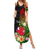 Wallis and Futuna Victory Day Family Matching Summer Maxi Dress and Hawaiian Shirt Tribal Polynesian Tattoo and Hibiscus Flower LT03 Mom's Dress Reggae - Polynesian Pride