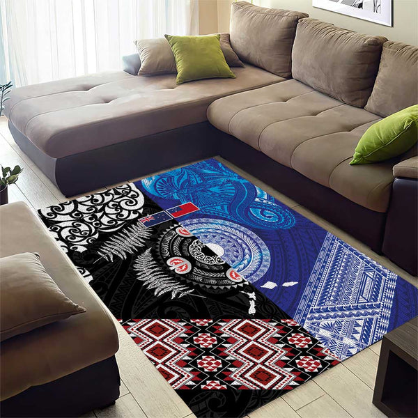 Samoa and Aotearoa Together Area Rug Tatau Art Tattoos-Taniko and Maori ...