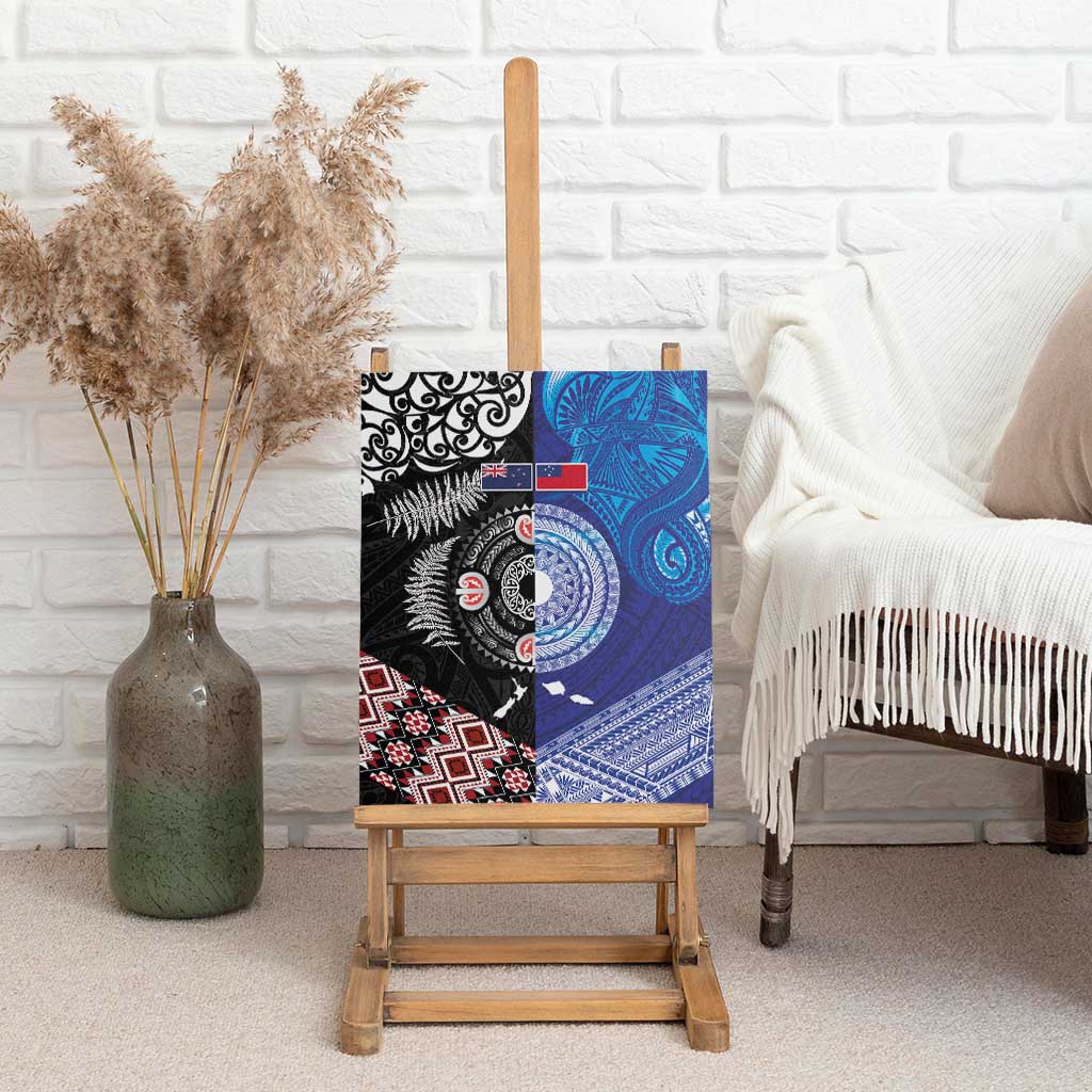 Samoa and Aotearoa Together Canvas Wall Art Tatau Art Tattoos-Taniko and Maori with Fern