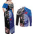 Samoa and Aotearoa Together Couples Matching Off Shoulder Maxi Dress and Long Sleeve Button Shirt Tatau Art Tattoos-Taniko and Maori with Fern