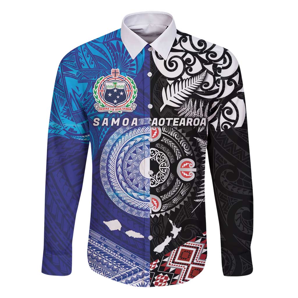 Samoa and Aotearoa Together Family Matching Mermaid Dress and Hawaiian Shirt Tatau Art Tattoos-Taniko and Maori with Fern