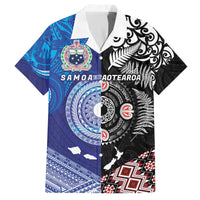 Samoa and Aotearoa Together Family Matching Off The Shoulder Long Sleeve Dress and Hawaiian Shirt Tatau Art Tattoos-Taniko and Maori with Fern