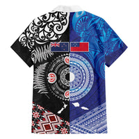 Samoa and Aotearoa Together Family Matching Puletasi and Hawaiian Shirt Tatau Art Tattoos-Taniko and Maori with Fern