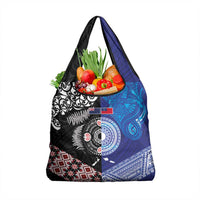 Samoa and Aotearoa Together Grocery Bag Tatau Art Tattoos-Taniko and Maori with Fern