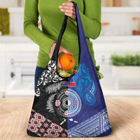 Samoa and Aotearoa Together Grocery Bag Tatau Art Tattoos-Taniko and Maori with Fern