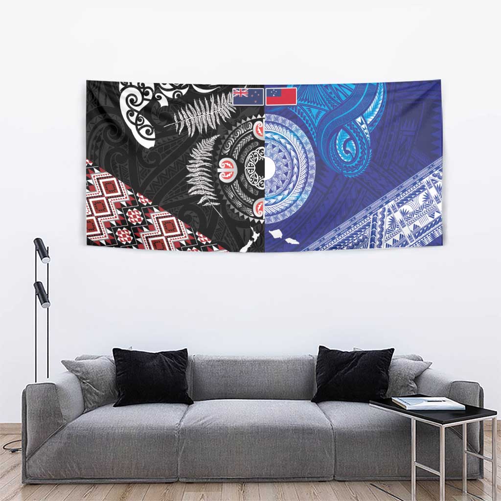 Samoa and Aotearoa Together Tapestry Tatau Art Tattoos-Taniko and Maori with Fern
