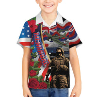 Hawaii and United States Memorial Day Family Matching Short Sleeve Bodycon Dress and Hawaiian Shirt Honor and Remember The Fallen