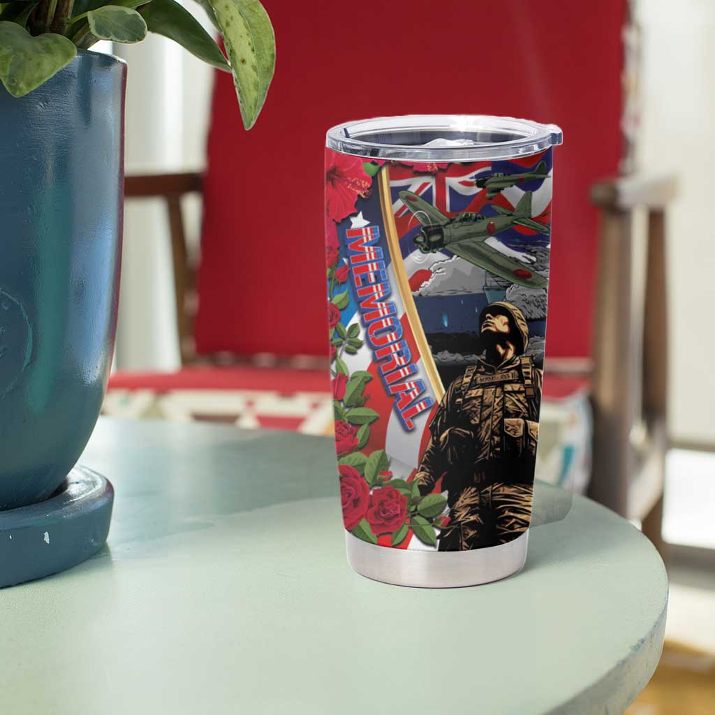 Hawaii and United States Memorial Day Tumbler Cup -Honor and Remember The Fallen
