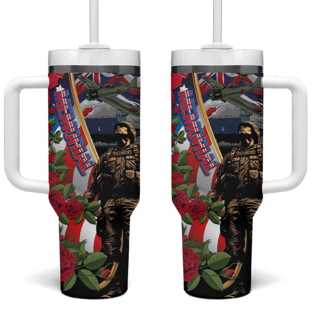 Hawaii and United States Memorial Day Tumbler With Handle -Honor and Remember The Fallen