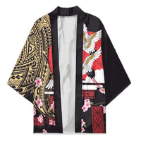 Japanese Culture and Hawaiian Tribal Kimono Sakura Blossom Tapa Pattern - Polynesian Pride
