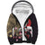 Japanese Culture and Hawaiian Tribal Sherpa Hoodie Sakura Blossom Tapa Pattern