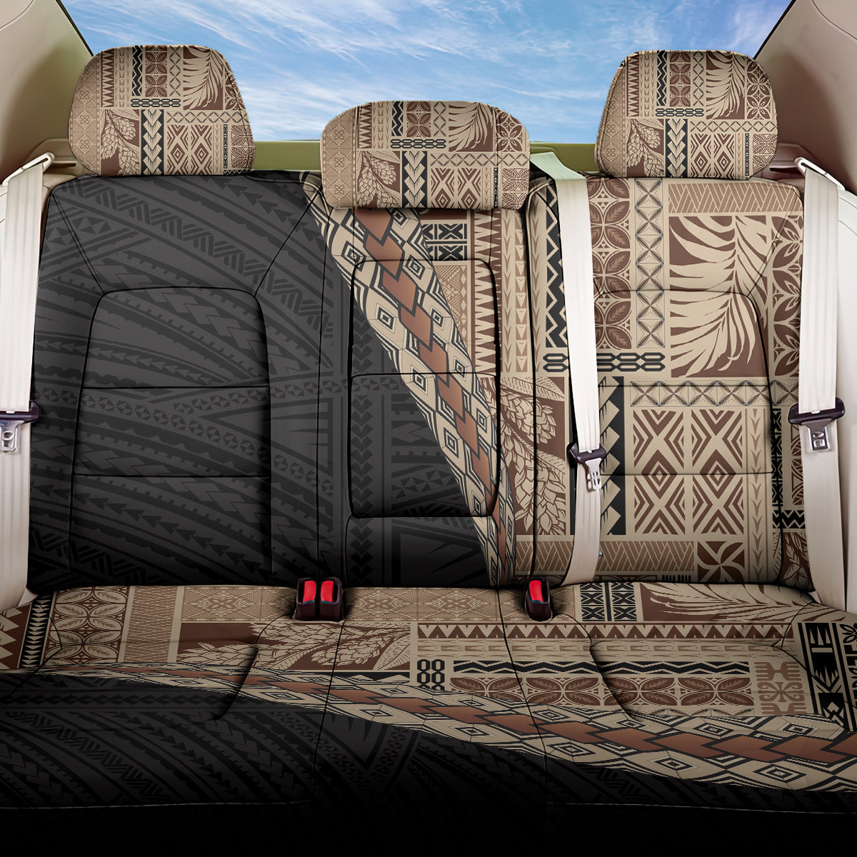 Samoa Siapo Motif Half Style Back Car Seat Cover Brown Version