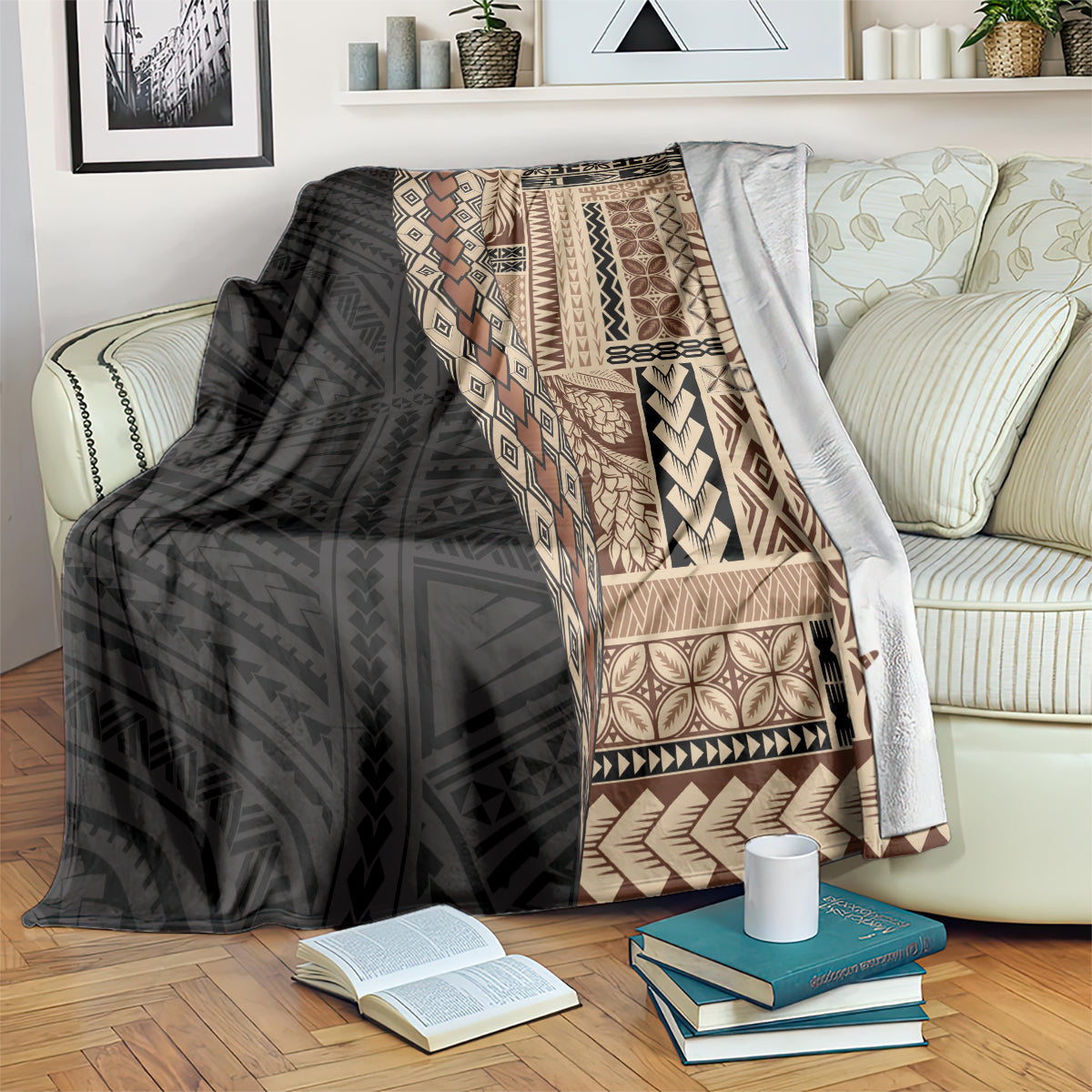 Samoa Siapo Motif Half Style Blanket Brown Version LT03 Brown - Polynesian Pride