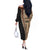 Samoa Siapo Motif Half Style Off The Shoulder Long Sleeve Dress Brown Version
