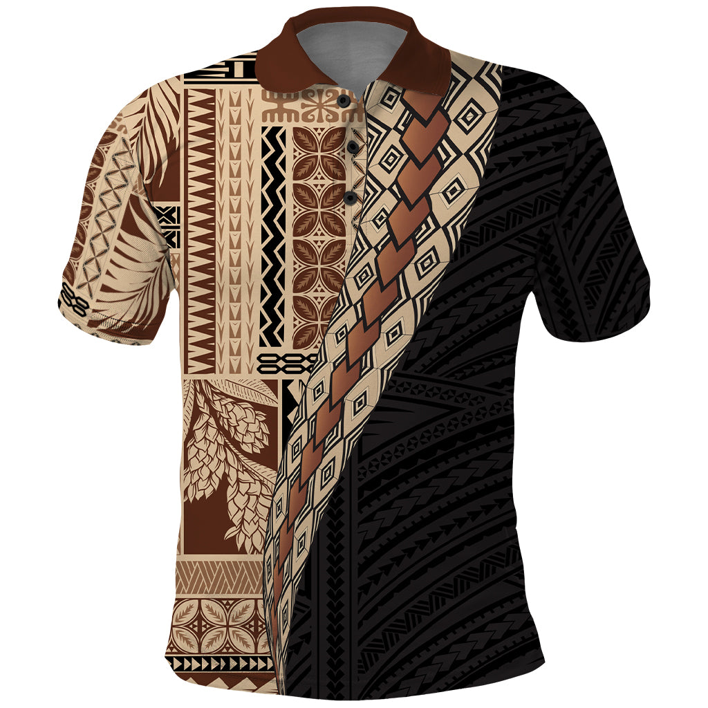 Samoa Siapo Motif Half Style Polo Shirt Brown Version