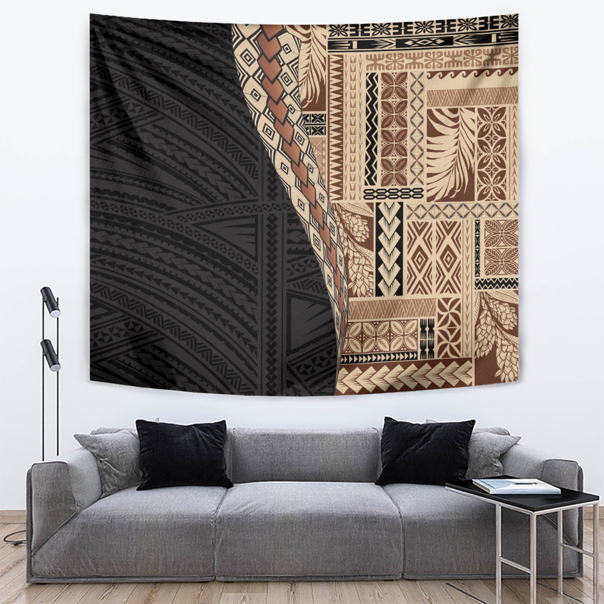 Samoa Siapo Motif Half Style Tapestry Brown Version LT03 Brown - Polynesian Pride