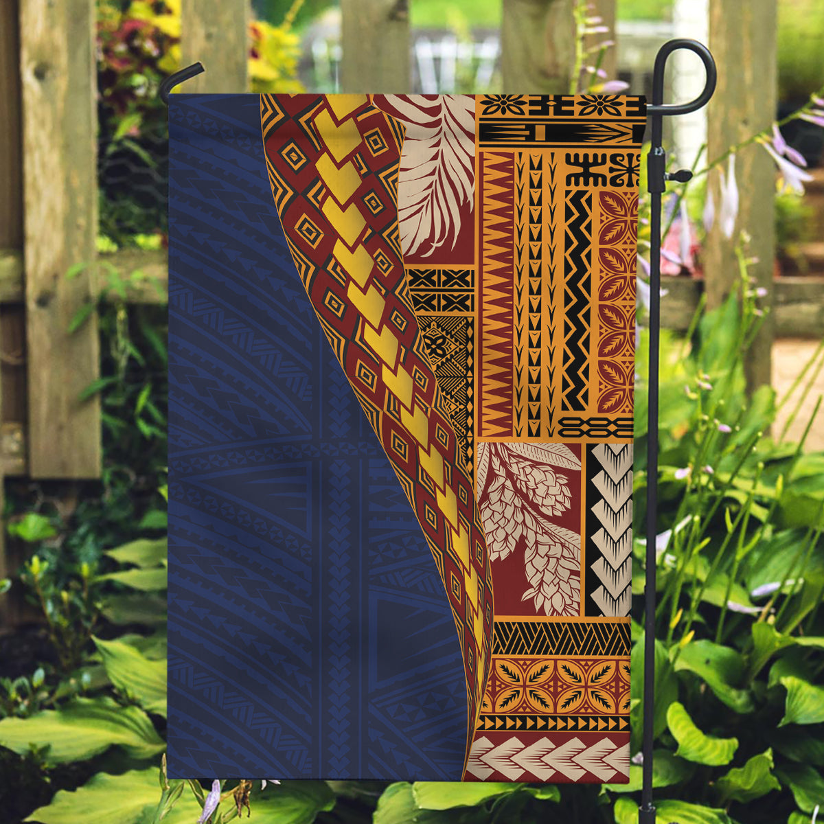 Samoa Siapo Motif Half Style Garden Flag Colorful Version