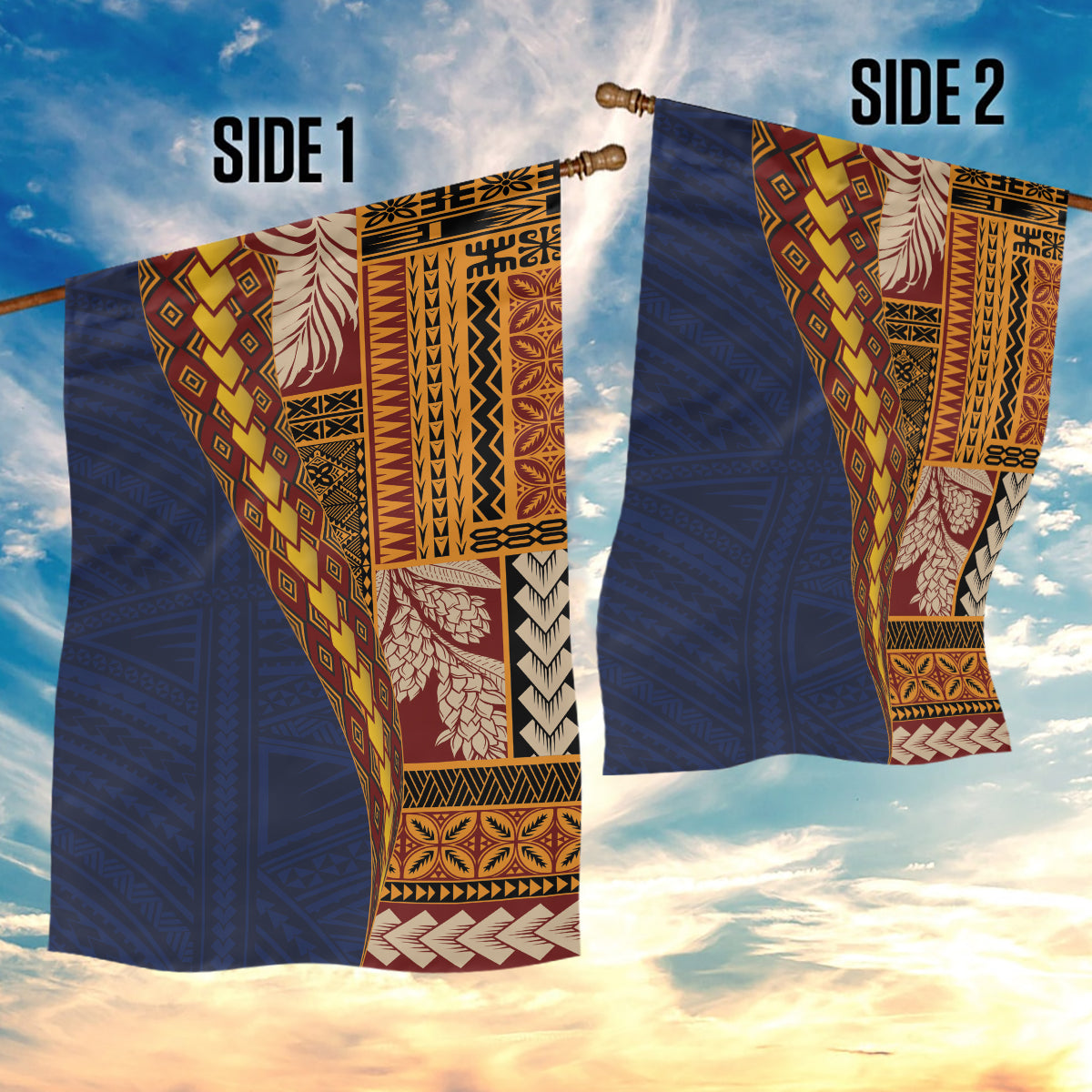 Samoa Siapo Motif Half Style Garden Flag Colorful Version