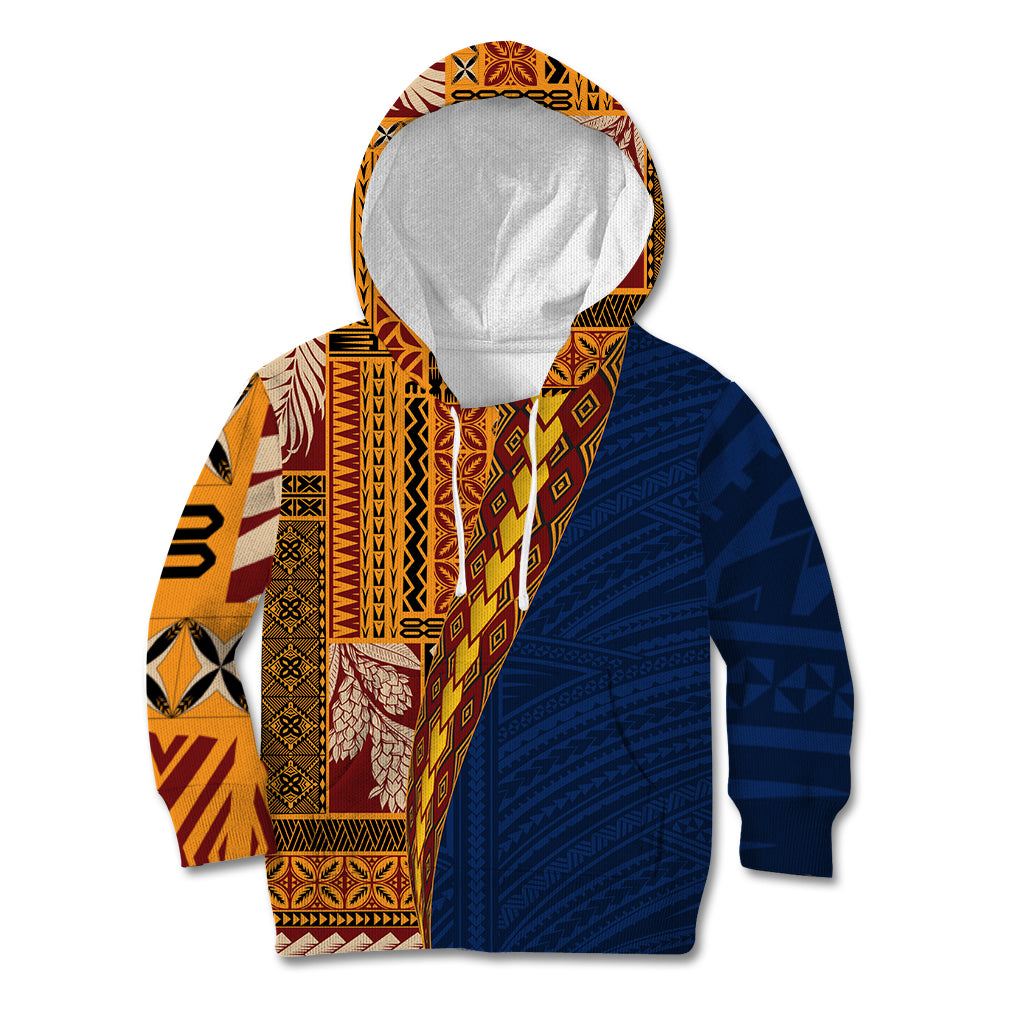 Samoa Siapo Motif Half Style Kid Hoodie Colorful Version LT03 Hoodie Yellow - Polynesian Pride