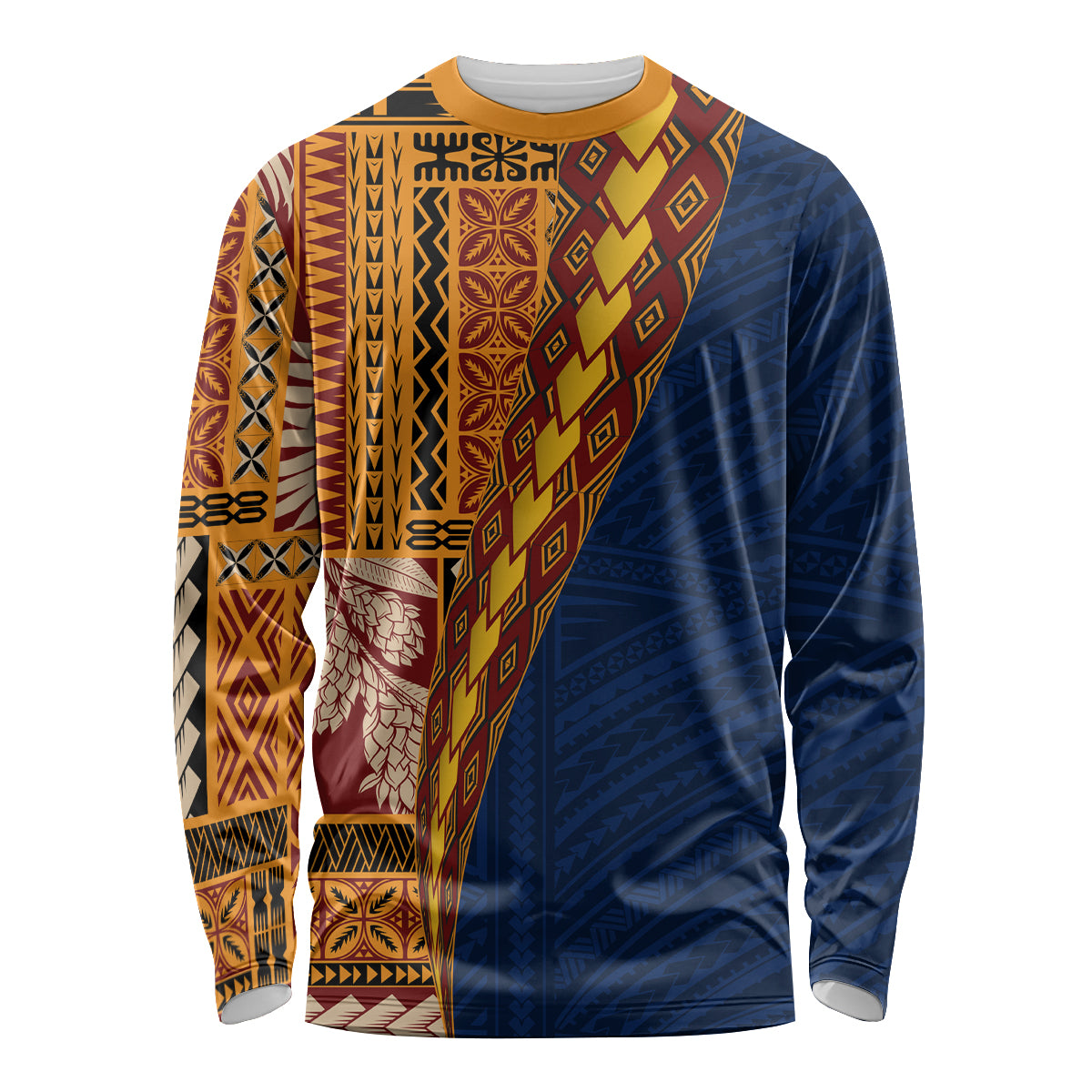 Samoa Siapo Motif Half Style Long Sleeve Shirt Colorful Version