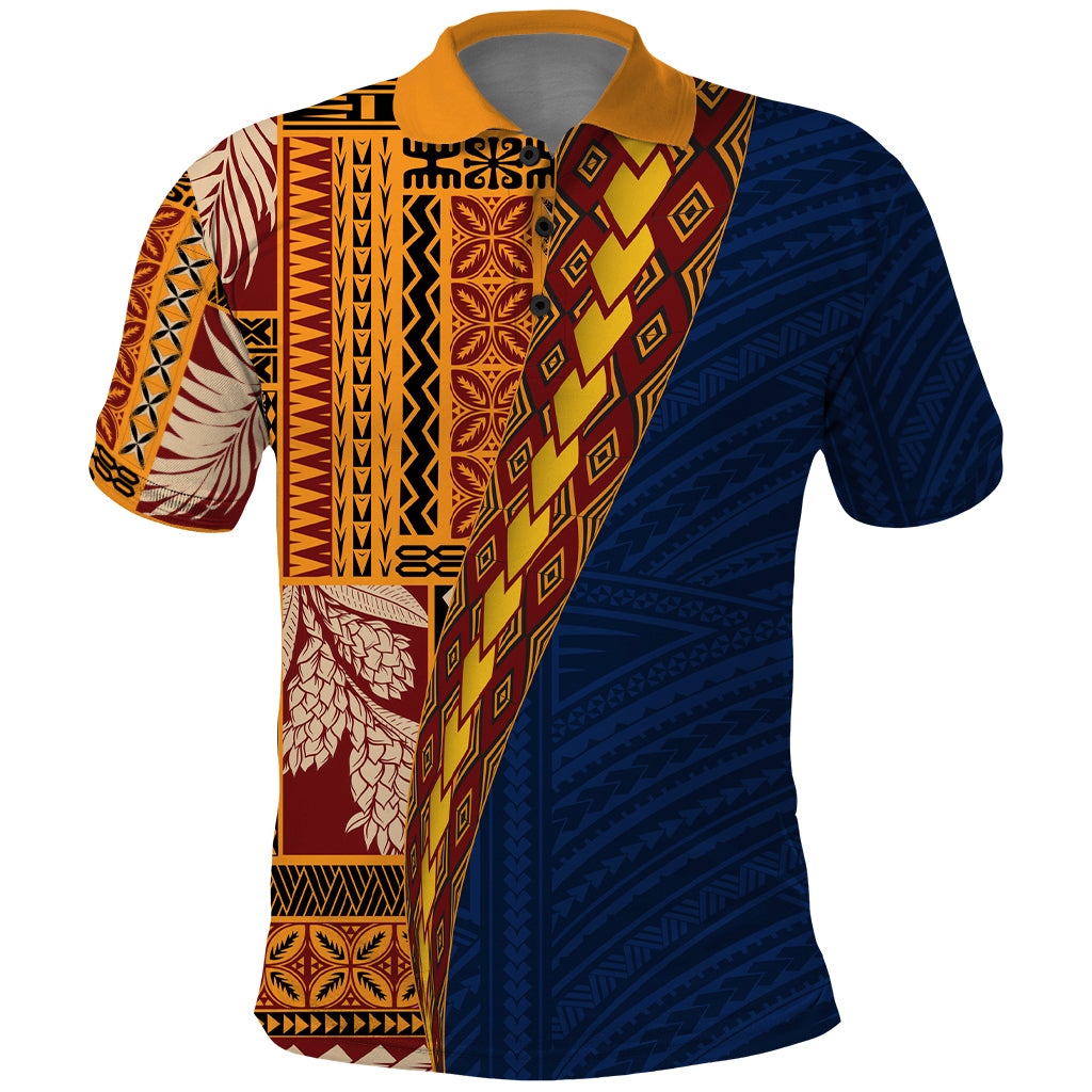 Samoa Siapo Motif Half Style Polo Shirt Colorful Version