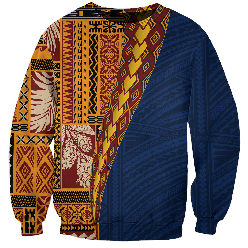 Samoa Siapo Motif Half Style Sweatshirt Colorful Version LT03 Unisex Yellow - Polynesian Pride