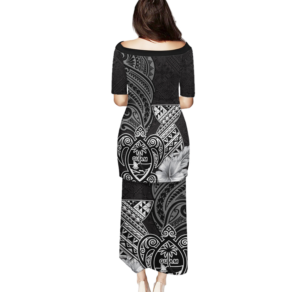 Guam Latte Stone Chamorro Culture Family Matching Puletasi and Hawaiian Shirt Tapa Pattern