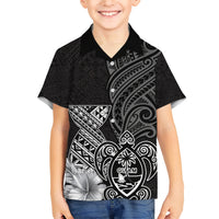Guam Latte Stone Chamorro Culture Family Matching Short Sleeve Bodycon Dress and Hawaiian Shirt Tapa Pattern LT03 Son's Shirt Black - Polynesian Pride